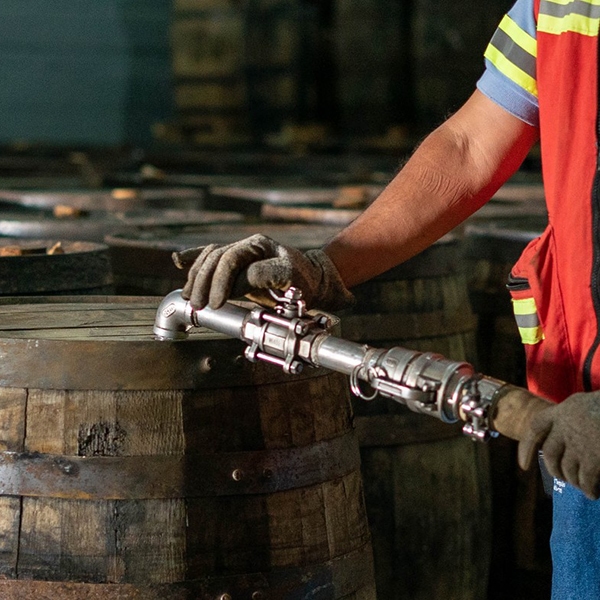 Filling barrels from Tennessee with Avion tequila